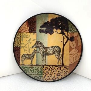 Kirkland's Zebra Safari Patchwork‎ Decorative Ceramic Plate Art 10"
